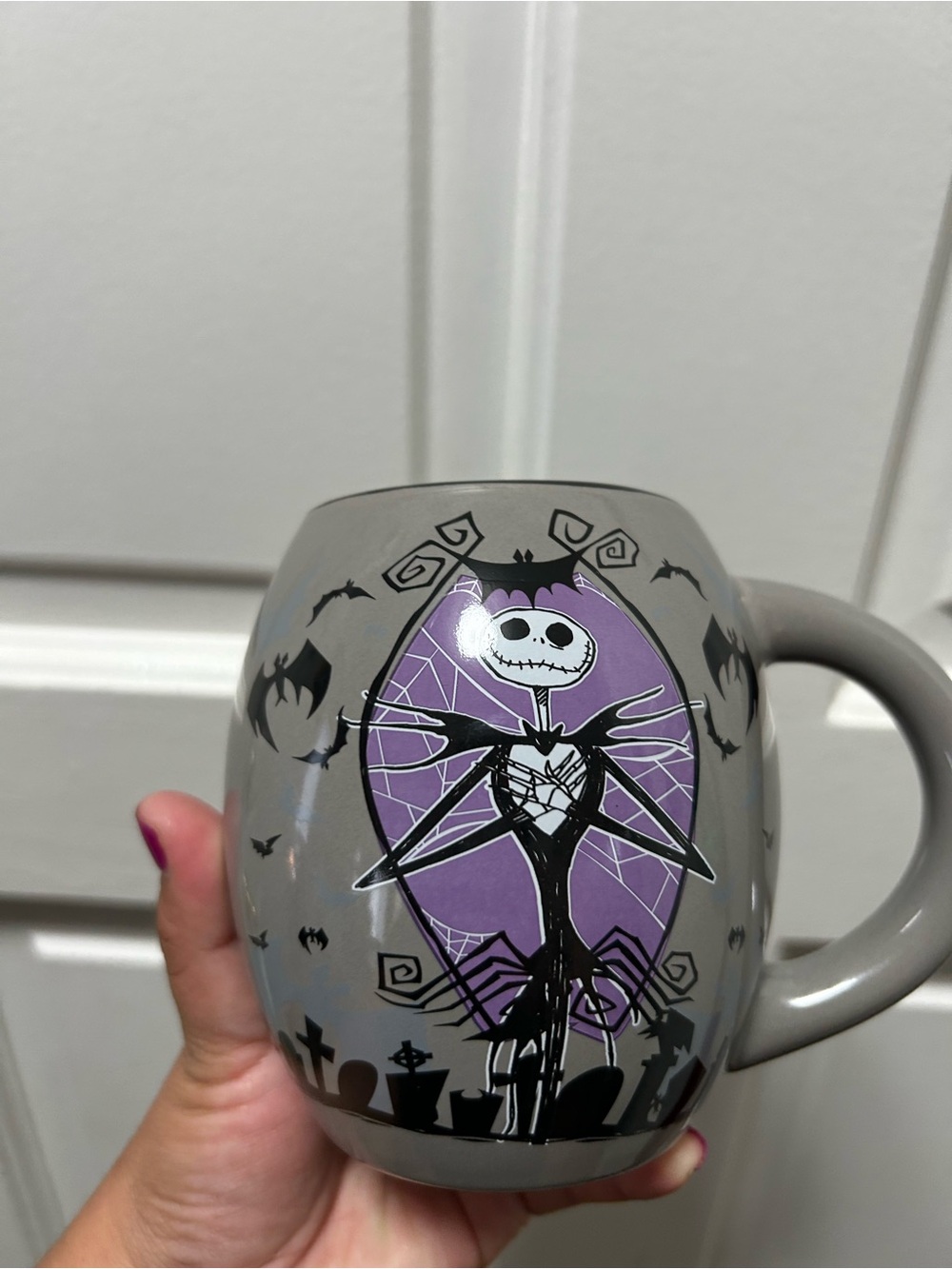 Disney Nightmare Before Christmas Jack 18 Oz Coffee Tea Mug Grey Black Purple